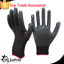 SRSAFETY 15 gauge dotted hand industrial black nitrile gloves